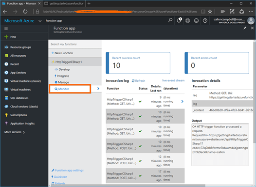 HttpTriggerFunction-Monitor